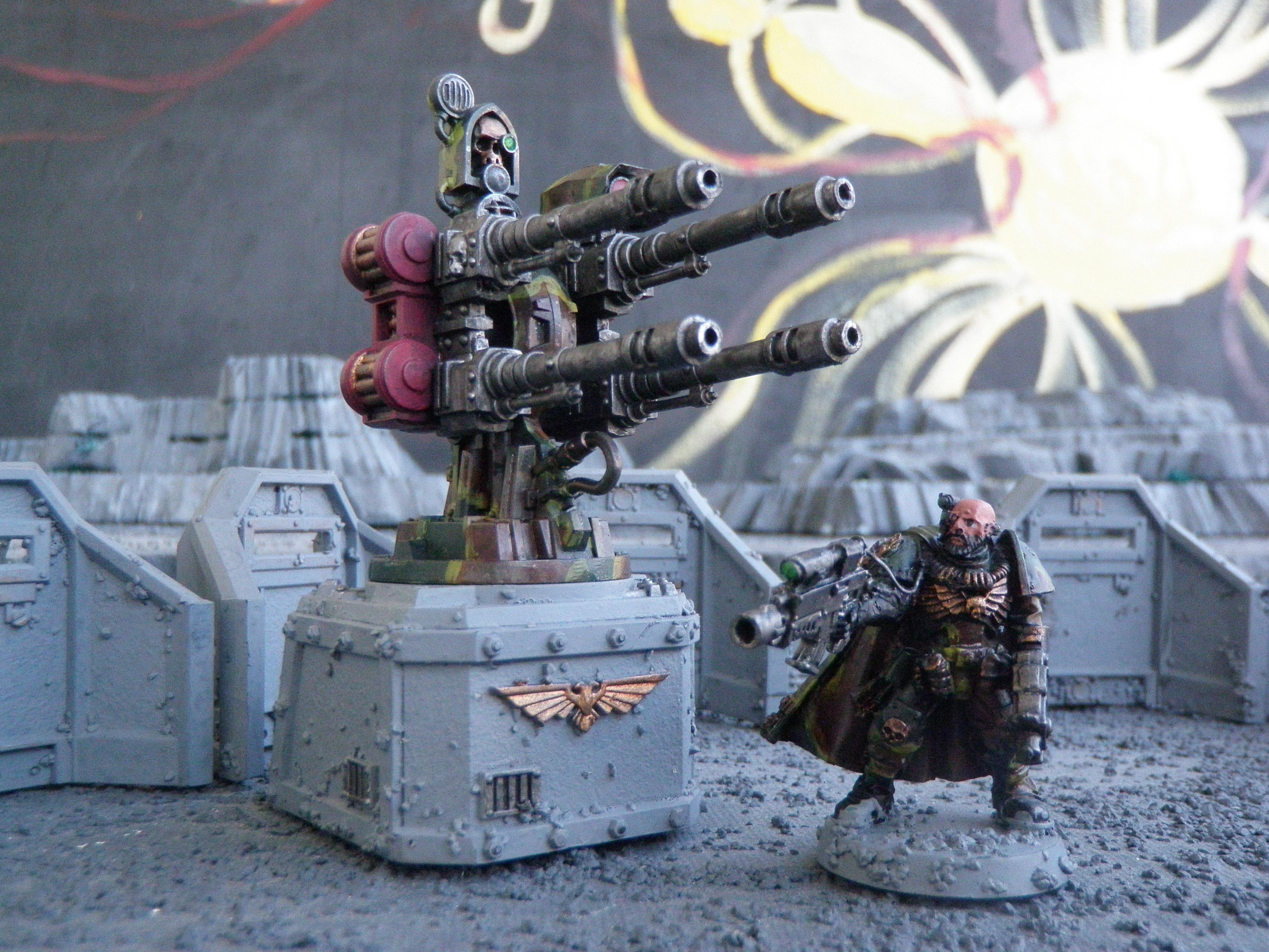 Décor Warhammer 40k - Barricade Aegis Line Avec Quad Gun - Ultramarines - Occasion